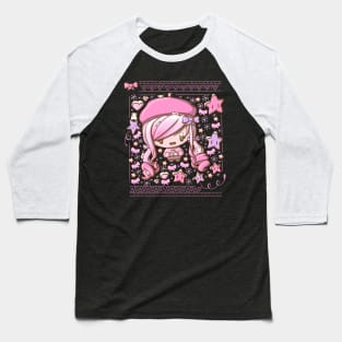 Cute festive pink bubble head cutie Baseball T-Shirt